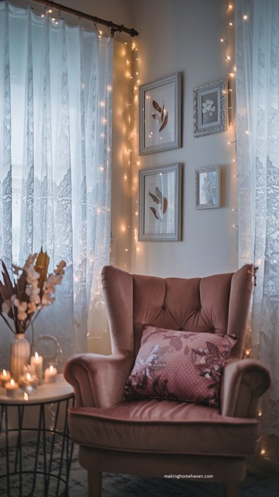 Girly reading nook decor