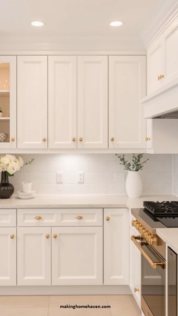 White and gold kitchen